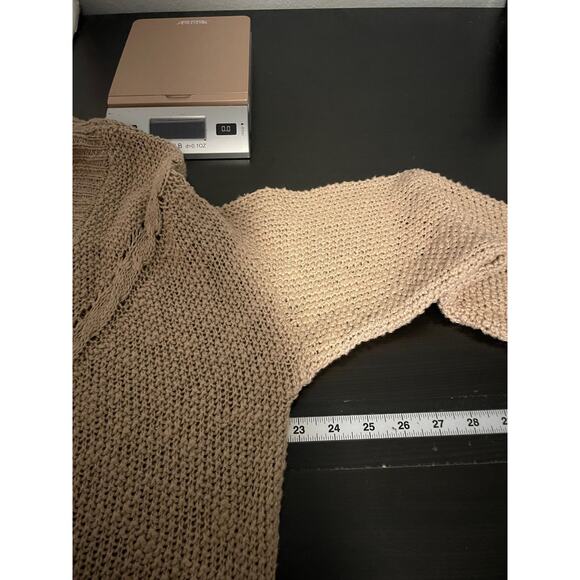 Natural Life Long Duster Cardigan Sweater Womens L XL Tan Knit Cotton Boho - Picture 5 of 8